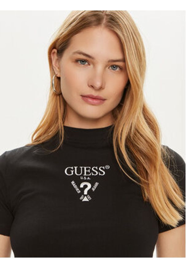 Guess Sukienka codzienna V4YK02 KCDH1 Czarny Regular Fit. Okazja: na co dzień. Kolor: czarny. Materiał: bawełna. Typ sukienki: proste. Styl: casual