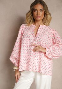 Renee - Różowa Bawełniana Koszula w Kratkę Vichy i Serduszka Halorwena. Okazja: na co dzień. Kolor: różowy. Materiał: bawełna. Wzór: kratka. Styl: elegancki, casual