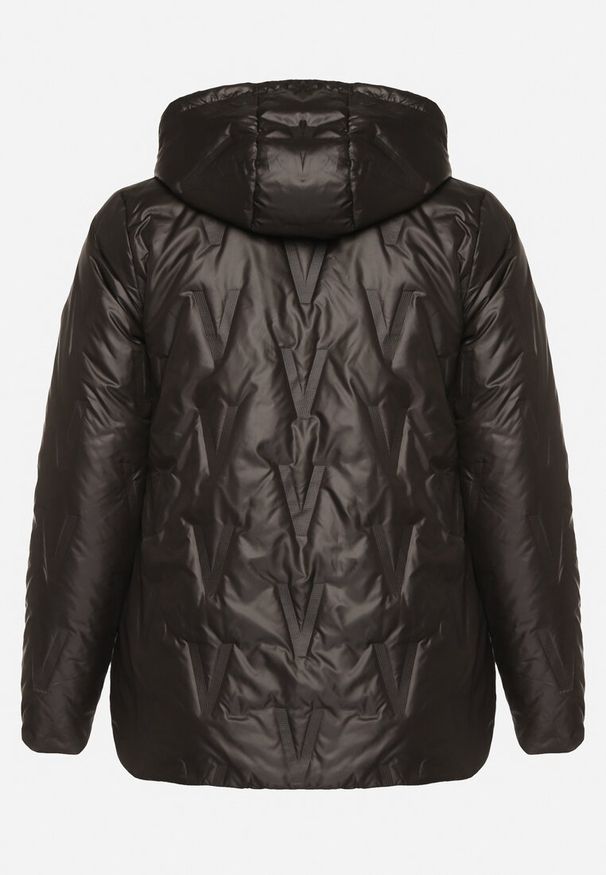 Born2be - Czarna Pikowana Kurtka o Prostym Kroju z Kapturem ze Ściągaczami Falesaa. Okazja: na co dzień. Typ kołnierza: kaptur. Kolekcja: plus size. Kolor: czarny. Materiał: jeans. Styl: casual, elegancki