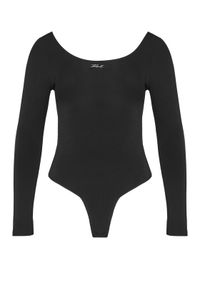 Karl Lagerfeld - KARL LAGERFELD Body A4W47021 Czarny Slim Fit. Typ kołnierza: dekolt w karo. Kolor: czarny. Materiał: wiskoza