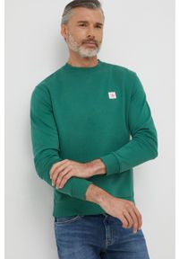 Scotch & Soda bluza bawełniana męska kolor zielony gładka. Kolor: zielony. Materiał: bawełna. Wzór: gładki