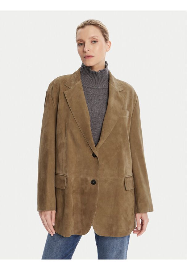 Weekend Max Mara Kurtka skórzana Rolanda 2525446071650 Brązowy Oversize. Kolor: brązowy. Materiał: skóra