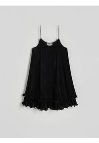 Reserved - Sukienka mini - czarny. Kolor: czarny. Materiał: dzianina, prążkowany. Długość: mini