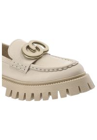 CheBello - Beżowe Mokasyny Chebello Eleganckie Obuwie Damskie. Okazja: na co dzień. Zapięcie: klamry. Kolor: beżowy. Materiał: skóra. Styl: elegancki #7