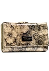 Portfel damski Peterson PTN PS108-FDS złoty. Kolor: złoty. Materiał: skóra, lakier. Wzór: aplikacja, kwiaty #1