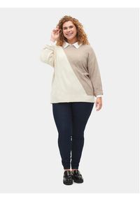 Zizzi Sweter M61187D Beżowy Regular Fit. Kolor: beżowy. Materiał: syntetyk