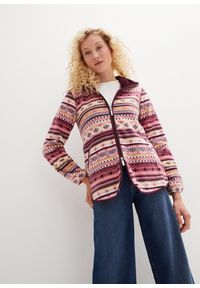 bonprix - Bluza rozpinana z polaru w norweski wzór, z kapturem. Typ kołnierza: kaptur. Kolor: biały. Materiał: polar #1
