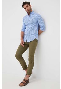 Polo Ralph Lauren koszula 710844540007 męska slim z kołnierzykiem button-down. Typ kołnierza: button down, polo. Kolor: niebieski. Materiał: tkanina #3