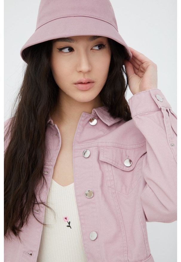 only - Only kurtka jeansowa damska kolor fioletowy przejściowa. Okazja: na co dzień. Kolor: fioletowy. Materiał: jeans. Styl: casual