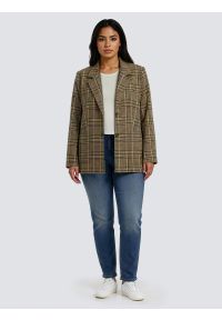 Big-Star - Marynarka damska w kratę Galani 601. Okazja: na co dzień. Kolor: różowy. Materiał: tkanina, jeans, materiał. Styl: casual, klasyczny, retro #3