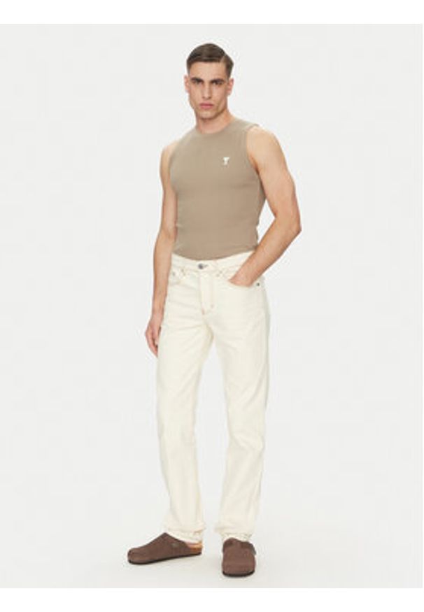AMI PARIS - AMI Paris Tank top HTK060.JE0117 Khaki Regular Fit. Kolor: brązowy. Materiał: bawełna