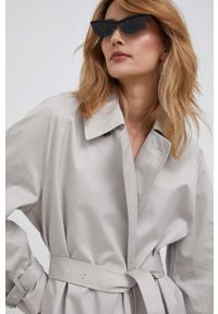 Calvin Klein płaszcz damski kolor szary przejściowy. Okazja: na co dzień. Kolor: szary. Materiał: materiał. Długość rękawa: raglanowy rękaw. Styl: casual #3