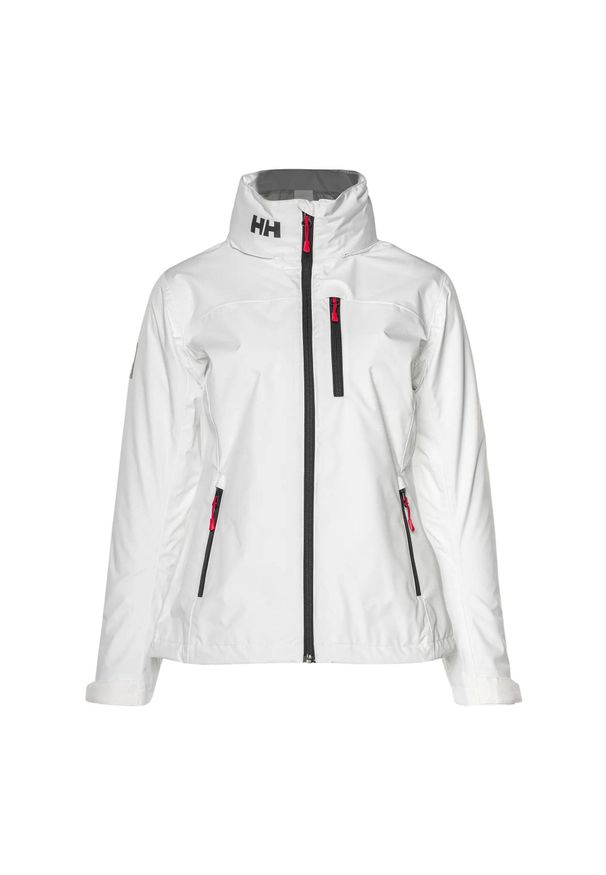 Damska kurtka z kapturem Helly Hansen crew. Typ kołnierza: kaptur. Kolor: biały. Materiał: syntetyk. Sport: turystyka piesza
