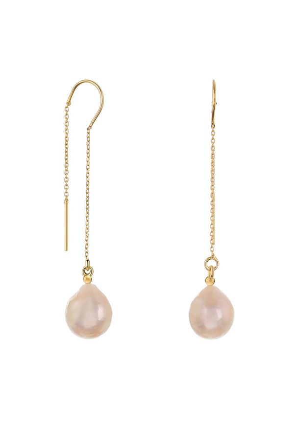 Braccatta - SILVIA Długie srebrne kolczyki przewlekane perły duże różowe naturalne. Materiał: srebrne. Kolor: różowy, wielokolorowy, srebrny. Kamień szlachetny: perła