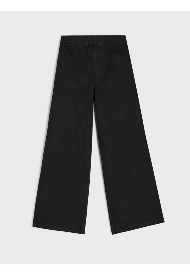 Sinsay - Jeansy wide leg basic - czarny. Kolor: czarny