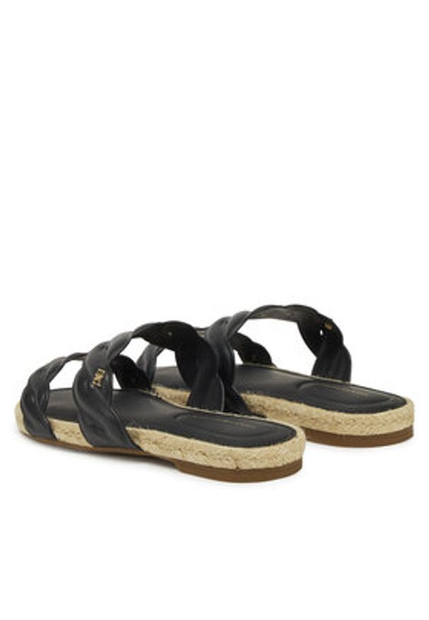 TOMMY HILFIGER - Tommy Hilfiger Espadryle Leather Rope Espadrille Mule FW0FW08503 Czarny. Kolor: czarny. Materiał: skóra