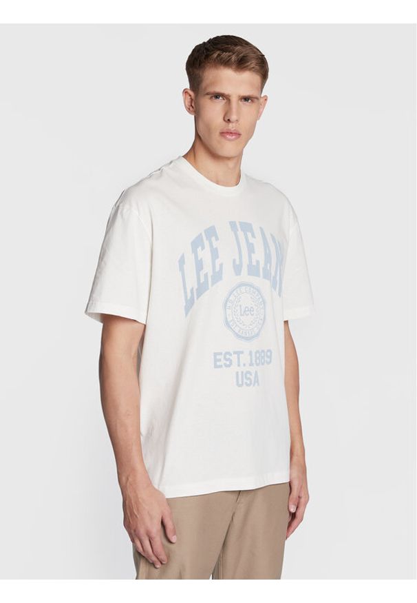 Lee T-Shirt Varsity L69CFENQ 112322787 Écru Loose Fit. Materiał: bawełna