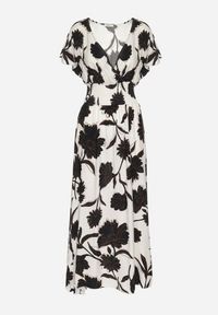 Born2be - Czarna Wiskozowa Sukienka Rozkloszowana w Kwiaty Arisona. Okazja: na randkę. Typ kołnierza: dekolt w kształcie V. Kolor: czarny. Materiał: wiskoza. Wzór: kwiaty. Sezon: wiosna, lato #6