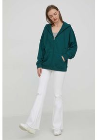 Hollister Co. bluza damska kolor zielony z kapturem gładka. Typ kołnierza: kaptur. Kolor: zielony. Wzór: gładki #3
