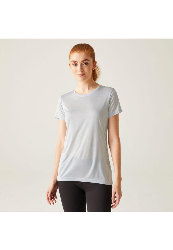 Regatta - Koszulka sportowa damska Fingal Edition szybkoschnąca. Kolor: niebieski, szary, wielokolorowy. Długość rękawa: krótki rękaw. Długość: krótkie. Sport: turystyka piesza