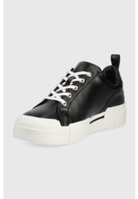 Love Moschino buty kolor czarny. Nosek buta: okrągły. Zapięcie: sznurówki. Kolor: czarny. Materiał: guma. Obcas: na platformie #2