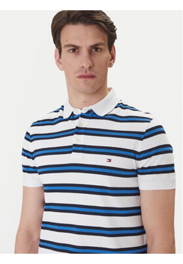 TOMMY HILFIGER - Tommy Hilfiger Polo 1985 MW0MW17771 Niebieski Slim Fit. Typ kołnierza: polo. Kolor: niebieski. Materiał: bawełna