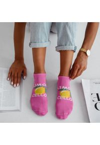 Milena - Różowe stopki damskie limoncello 1219. Kolor: różowy. Materiał: elastan, bawełna, poliamid, materiał #1
