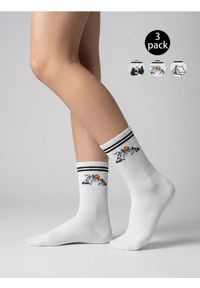 Sinsay - Zestaw skarpetek z górskimi motywami 3 pack - biały. Kolor: biały #1
