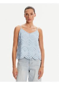 Pieces Top Vilde 17156563 Błękitny Regular Fit. Kolor: niebieski. Materiał: bawełna