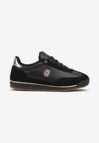 Born2be - Czarne Sneakersy z Metaliczną Aplikacją Nurrive. Okazja: na co dzień. Kolor: czarny. Materiał: jeans. Wzór: aplikacja #5