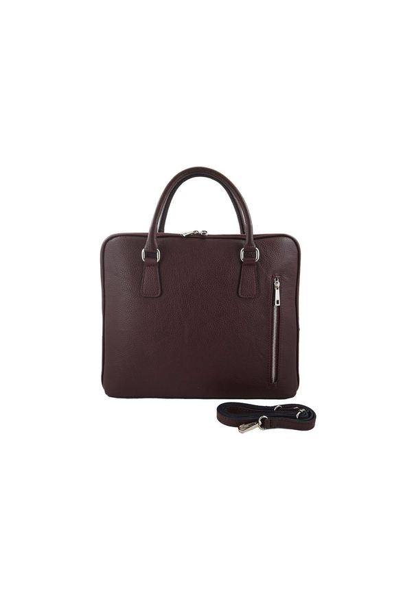 Barberini's - Torba skórzana na laptopa BARBERINI'S bordowa 899-5. Kolor: czerwony. Materiał: skórzane. Styl: casual, elegancki, klasyczny. Rodzaj torebki: na ramię