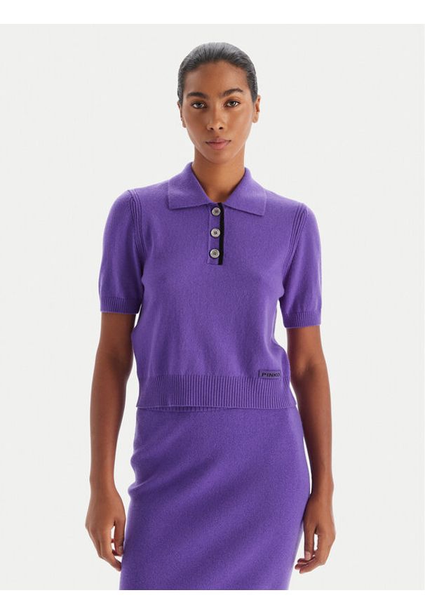 Pinko - PINKO Sweter Gorgona 105450 A2Q9 Fioletowy Regular Fit. Kolor: fioletowy. Materiał: wełna