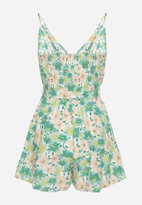 Born2be - Zielony Kombinezon na Ramiączkach z Wiązanym Paskiem w Kwiatowy Wzór Nelle. Okazja: na co dzień. Kolor: zielony. Długość rękawa: na ramiączkach. Wzór: kwiaty. Styl: elegancki, casual #6