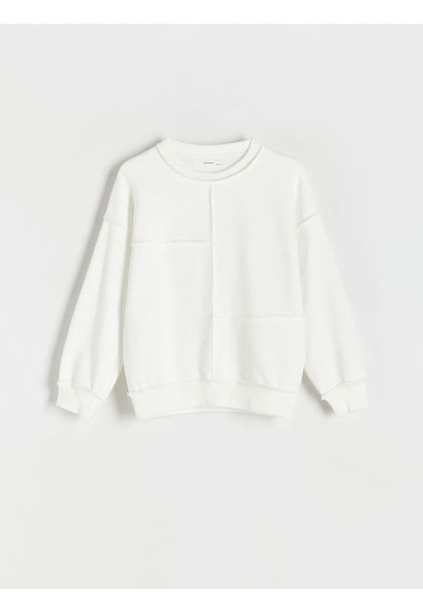 Reserved - Bluza z przeszyciami - biały. Kolor: biały. Materiał: bawełna, dzianina