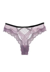 Intica - Majtki koronkowe damskie z ażurowym wzorem Corin. Kolor: fioletowy. Materiał: koronka. Wzór: ażurowy #1