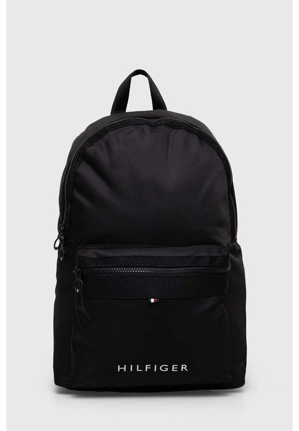 TOMMY HILFIGER - Tommy Hilfiger plecak męski kolor czarny duży gładki. Kolor: czarny. Materiał: poliester. Wzór: gładki
