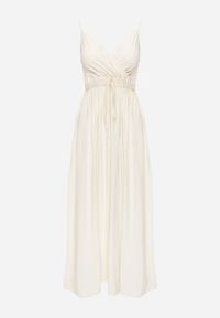 Renee - Beżowa Sukienka z Wiskozy Anomaria. Kolor: beżowy. Materiał: wiskoza. Długość rękawa: na ramiączkach. Sezon: lato. Typ sukienki: rozkloszowane, kopertowe. Długość: maxi #7