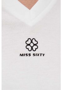 Miss Sixty t-shirt z domieszką jedwabiu kolor biały. Kolor: biały. Materiał: jedwab. Długość rękawa: krótki rękaw. Długość: krótkie #5