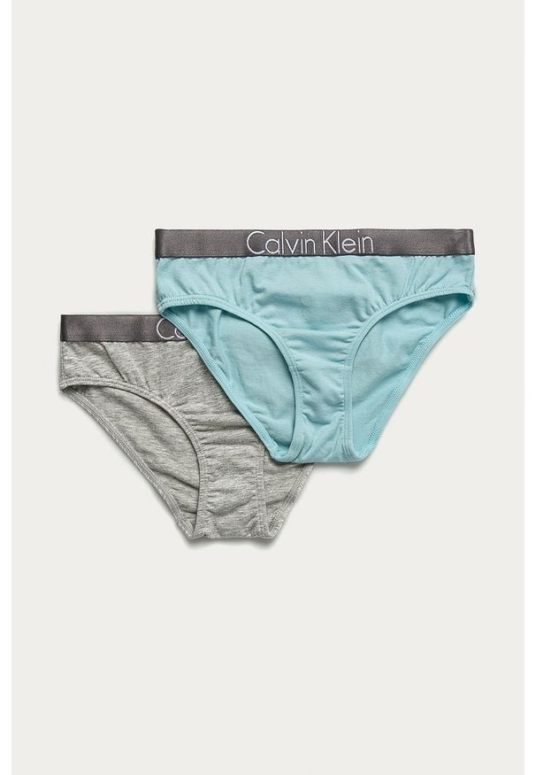 Calvin Klein Underwear - Figi dziecięce (2-pack). Kolor: szary. Materiał: bawełna, materiał, dzianina, poliamid, elastan, poliester