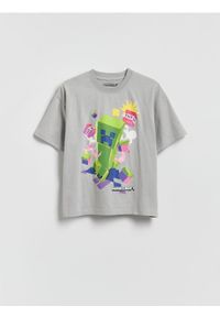Reserved - Bawełniany t-shirt Minecraft - jasnoszary. Kolor: szary. Materiał: bawełna #1