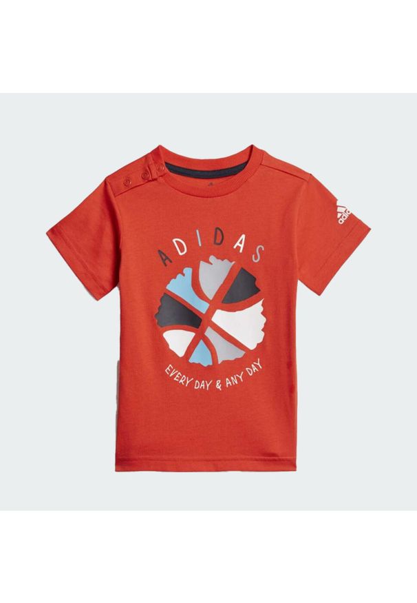 Koszulka + spodenki komplet dziecięcy Adidas Summer Set bawełniany. Kolor: czarny. Materiał: bawełna