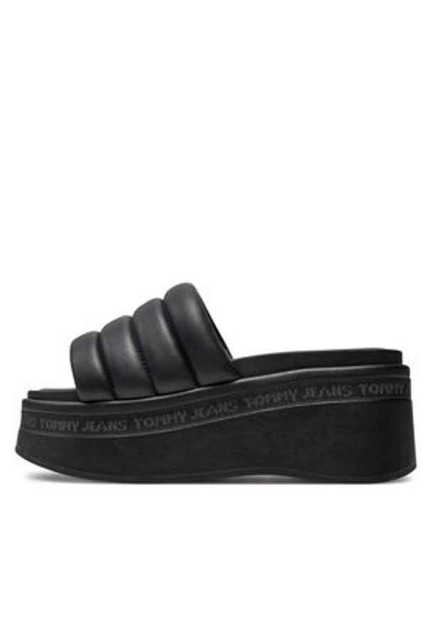 Tommy Jeans Klapki Tjw Wedge Sandal EN0EN02455 Czarny. Kolor: czarny. Materiał: skóra