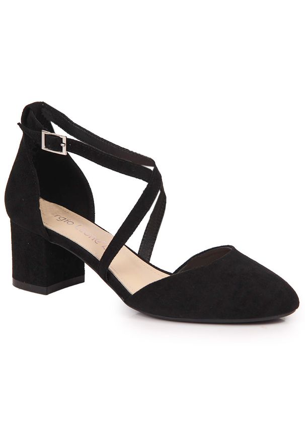 Sandały damskie z paseczkami czarne Sergio Leone SK824. Kolor: czarny. Materiał: zamsz