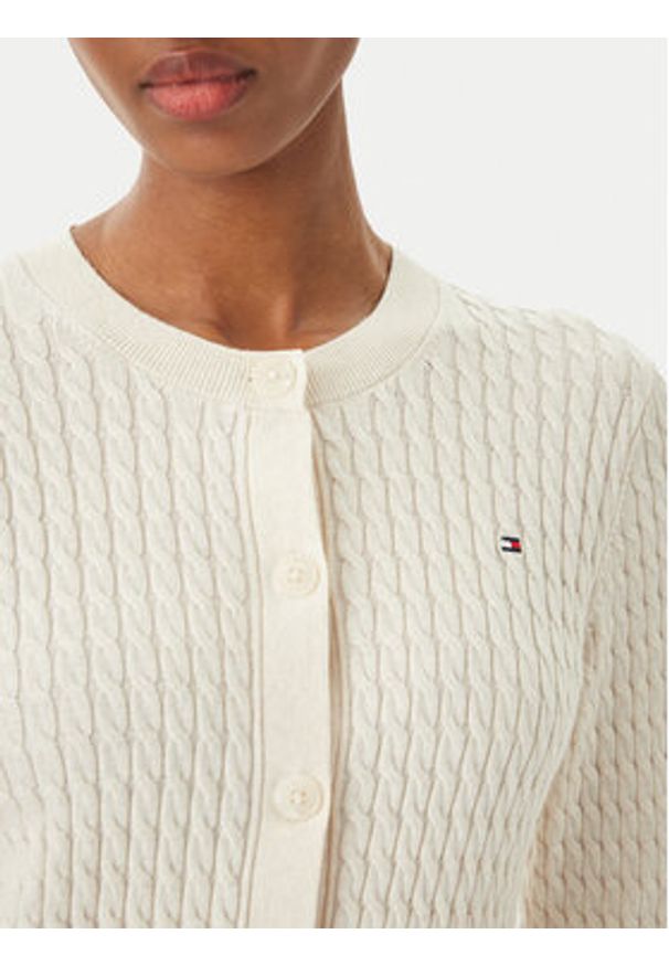 TOMMY HILFIGER - Tommy Hilfiger Kardigan WW0WW43329 Écru Regular Fit. Kolor: kremowy. Materiał: bawełna