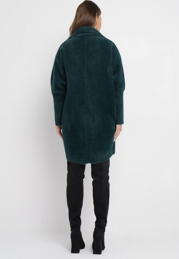 Born2be - Ciemnozielony Płaszcz z Bawełną Oversize Klepheia. Okazja: na co dzień. Kolor: zielony. Materiał: bawełna. Wzór: jednolity. Styl: casual