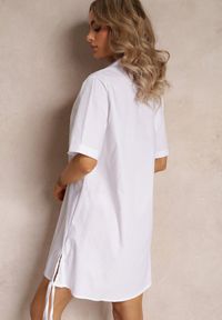 Renee - Biała Pudełkowa Sukienka z Ozdobnym Wiązaniem Barbitt. Kolor: biały. Materiał: bawełna. Styl: elegancki. Długość: mini #4