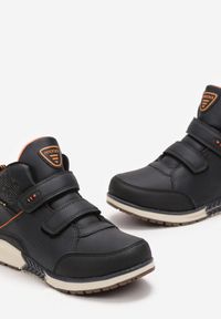 Born2be - Granatowo-Pomarańczowe Sportowe Botki Traperki z Dwoma Rzepami Farira. Okazja: na co dzień. Zapięcie: rzepy. Kolor: niebieski. Materiał: jeans. Styl: sportowy #3