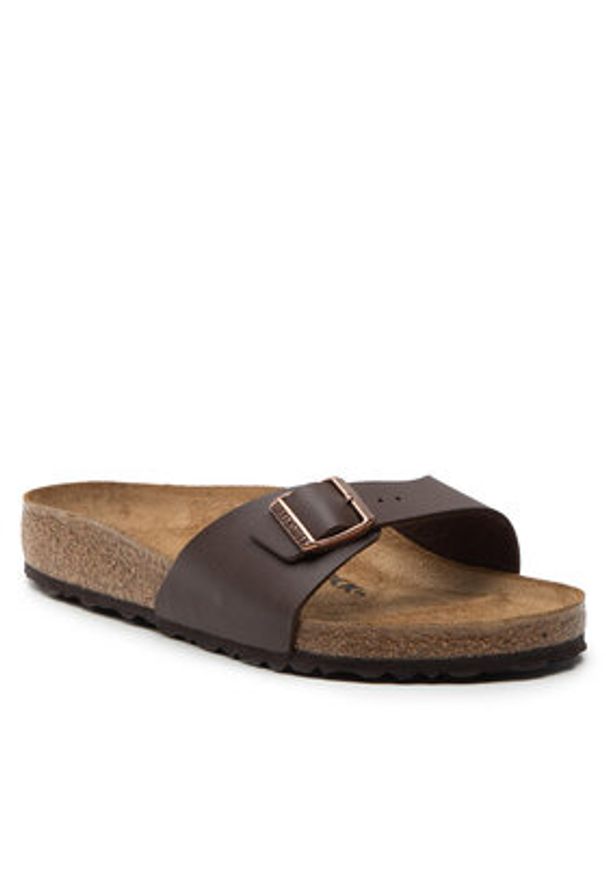 Birkenstock Klapki Madrid Bs 40391 Brązowy. Kolor: brązowy. Materiał: skóra
