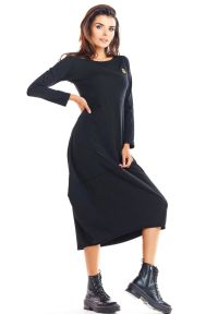 Infinite You - Bawełniana sukienka dopasowana góra i obszerny dół czarna. Okazja: na co dzień. Kolor: czarny. Materiał: bawełna. Styl: casual #4