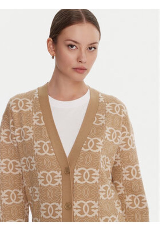 Pinko - PINKO Kardigan Half Breed 106042 A2YD Beżowy Regular Fit. Kolor: beżowy. Materiał: syntetyk